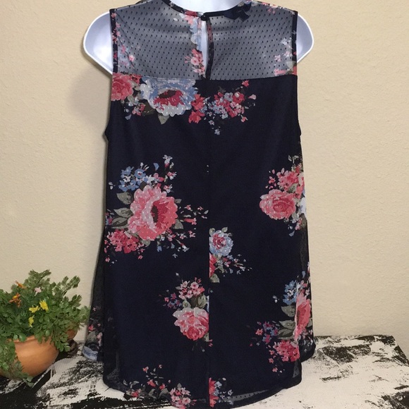 🌹 Apt 9 Women’s Navy Floral Blue Blouse - Picture 5 of 6